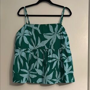 Green Leaf Print Women's Top